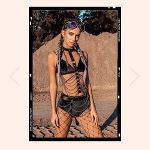 DISCONTINUED SOLD OUT HER PONY RAVE FIT BLACK BAD GIRL SET CHAIN ACCESSORIES set